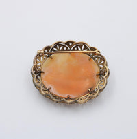 Antique 18K Gold, Silver, and Diamond Cameo Brooch, Pin