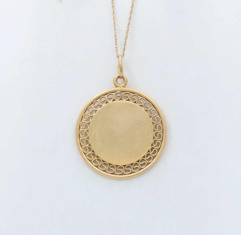 Vintage 14K Gold and Engraved “303” Disc Charm