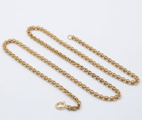 Victorian 14K Gold Open Link Textured Chain, 22 Inch Necklace