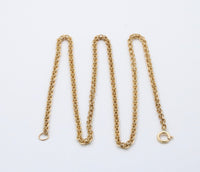 Victorian 14K Gold Open Link Textured Chain, 22 Inch Necklace