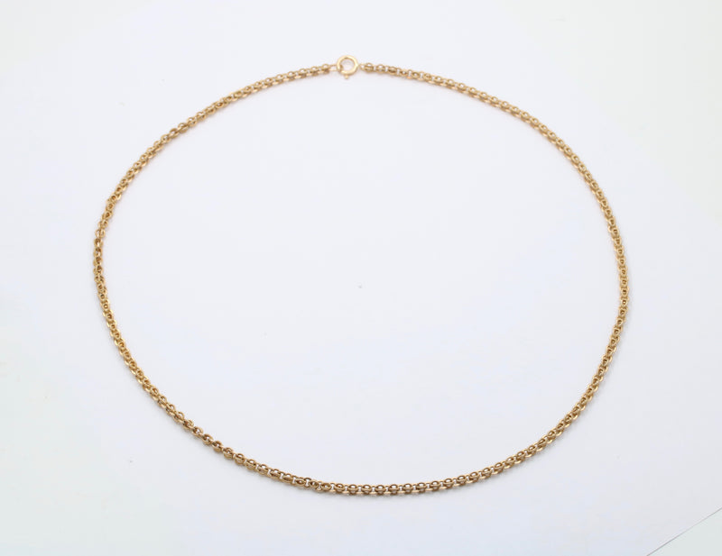 Victorian 14K Gold Open Link Textured Chain, 22 Inch Necklace