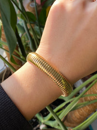 Vintage 14K Gold Tubogas Bracelet, 7” Long
