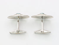 Vintage 14K White Gold Cat’s Eye and Diamond Cufflinks