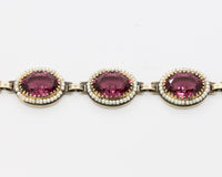Vintage Danecraft Vermeil Sterling Silver Amethyst Paste and Bead Bracelet