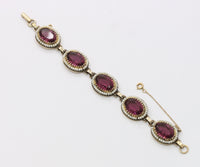 Vintage Danecraft Vermeil Sterling Silver Amethyst Paste and Bead Bracelet