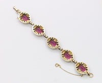 Vintage Danecraft Vermeil Sterling Silver Amethyst Paste and Bead Bracelet