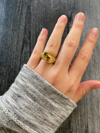 Vintage Citrine and Peridot 18K Gold Bypass Ring