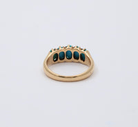 Antique Five Stone Turquoise and 14K Gold Band, Stacking Ring