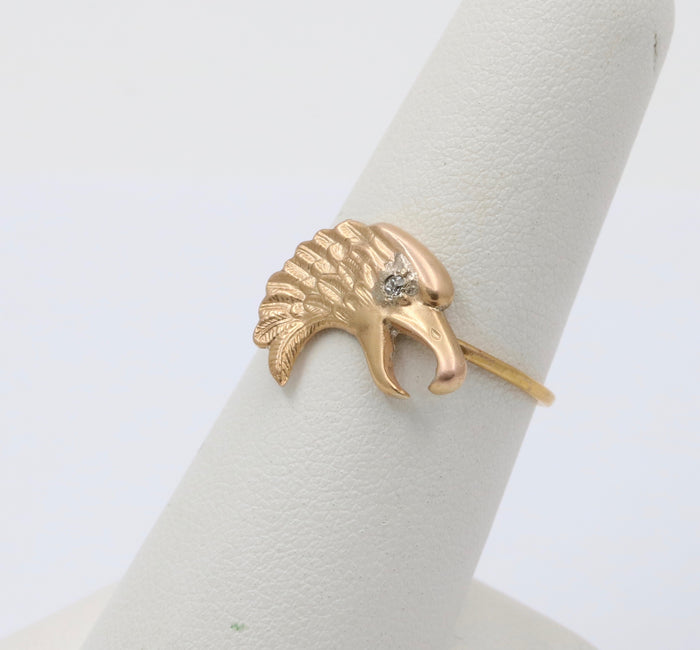 Antique Diamond and 14K Gold Eagle Ring, Victorian Conversion