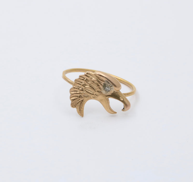 Antique Diamond and 14K Gold Eagle Ring, Victorian Conversion