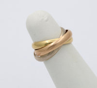 Vintage Cartier 18K Gold Rolling Band Size 53, Tricolor Medium Size Trinity Ring