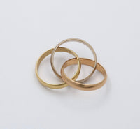 Vintage Cartier 18K Gold Rolling Band Size 53, Tricolor Medium Size Trinity Ring