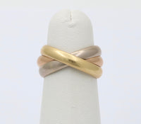 Vintage Cartier 18K Gold Rolling Band Size 53, Tricolor Medium Size Trinity Ring