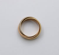 Vintage Cartier 18K Gold Rolling Band Size 53, Tricolor Medium Size Trinity Ring