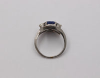 Vintage Platinum 1.6 Carat Sapphire and 1.7 Carat Diamond Bypass Ring, Alternative Engagement