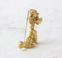 Vintage 18K Gold Poodle Dog Brooch Pin
