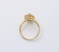 Vintage 14K Gold, Diamond, and Citrine Star Flower Bypass Ring