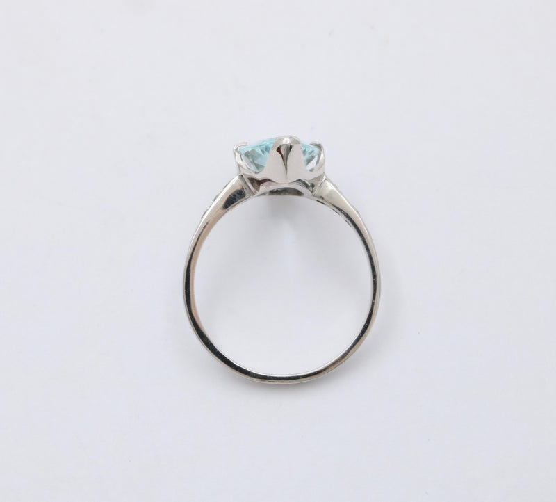 Art Deco 3 Carat Aquamarine and Diamond 18K Gold Ring, Alternative Engagement