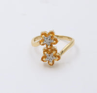 Vintage 14K Gold, Diamond, and Citrine Star Flower Bypass Ring
