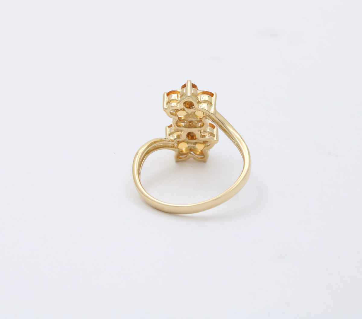 Vintage 14K Gold, Diamond, and Citrine Star Flower Bypass Ring