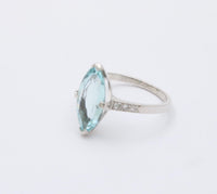 Art Deco 3 Carat Aquamarine and Diamond 18K Gold Ring, Alternative Engagement