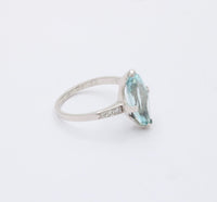 Art Deco 3 Carat Aquamarine and Diamond 18K Gold Ring, Alternative Engagement
