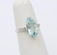 Art Deco 3 Carat Aquamarine and Diamond 18K Gold Ring, Alternative Engagement