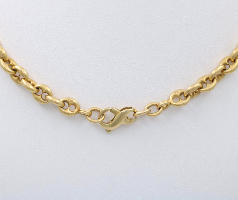 Vintage 18K Gold Mariner Chain, 16" Anchor Link Necklace