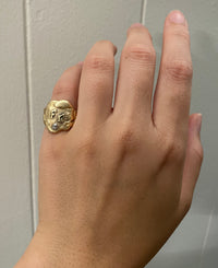 Art Deco 14K Gold and Diamond Monogrammed “FG” Shield Ring