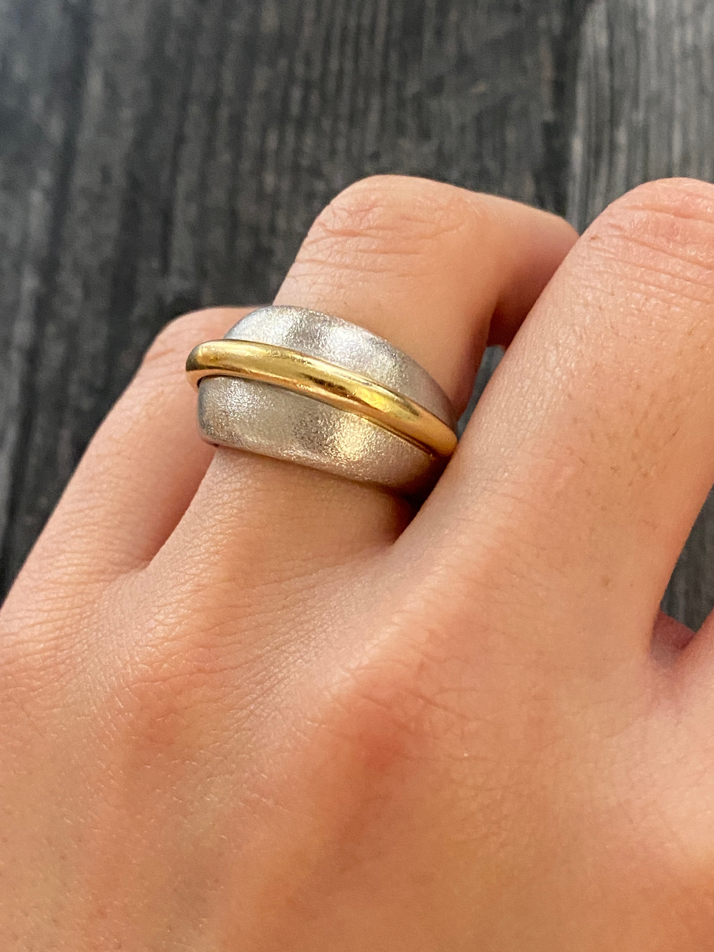 Vintage Modernist 18K Bicolor Gold Dome Ring – Alpha & Omega Jewelry