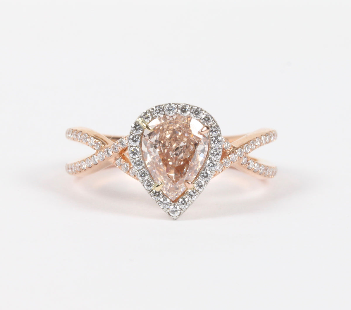 Rare GIA Certified Natural 1 Carat Pink Diamond and 18K Gold Platinum Engagement Ring - alpha-omega-jewelry