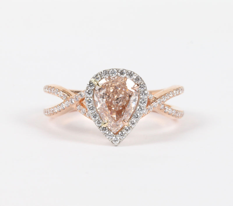 Rare GIA Certified Natural 1 Carat Pink Diamond and 18K Gold Platinum Engagement Ring - alpha-omega-jewelry