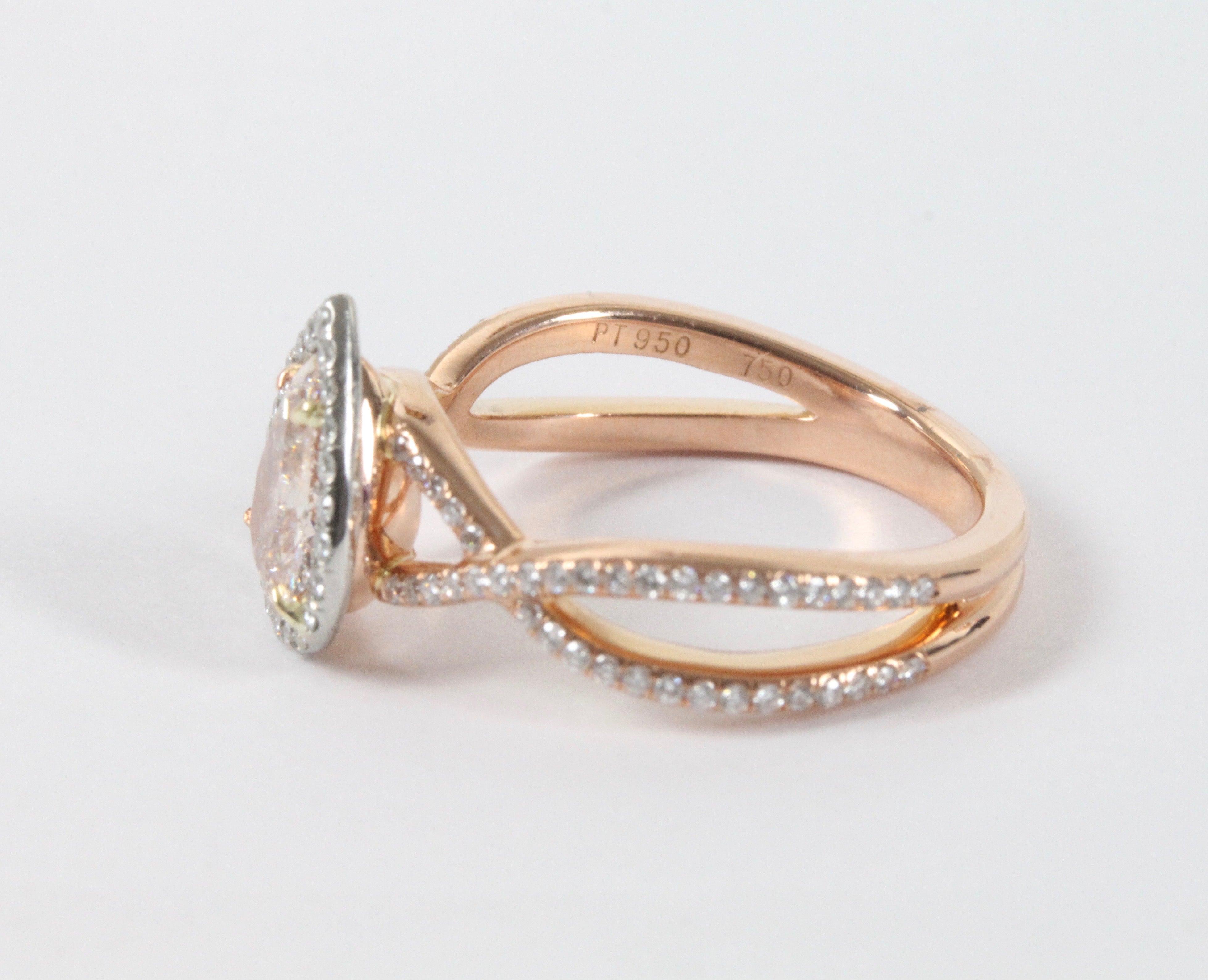 Tiffany & Co Soleste Diamond Engagement Ring w/ Pink Diamonds Platinum &  Rose Gold
