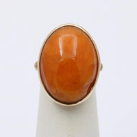 Art Deco Natural Amber and 14K Gold Solitaire Ring