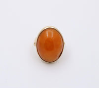 Art Deco Natural Amber and 14K Gold Solitaire Ring