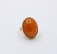 Art Deco Natural Amber and 14K Gold Solitaire Ring