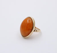 Art Deco Natural Amber and 14K Gold Solitaire Ring