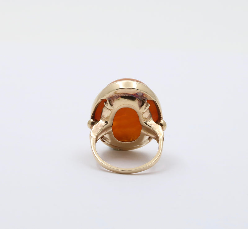 Art Deco Natural Amber and 14K Gold Solitaire Ring