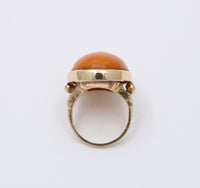 Art Deco Natural Amber and 14K Gold Solitaire Ring