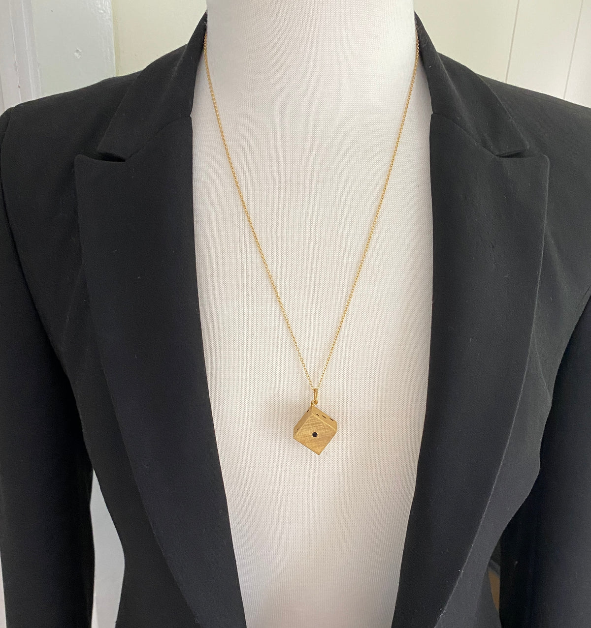 Large Vintage 18K Gold and Enamel Dice Charm