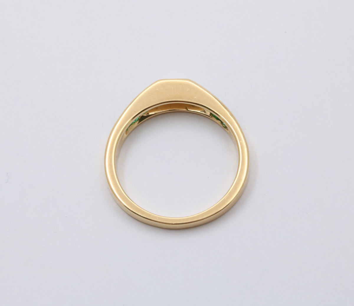 Carre Cut Diamond and Emerald 18K Gold Band, Stacking Ring