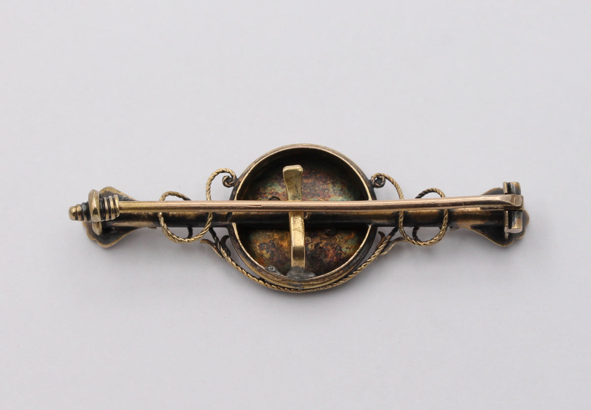 Victorian 14K Gold Swallow Bird Bar Pin, Antique Anniversary Gift Brooch