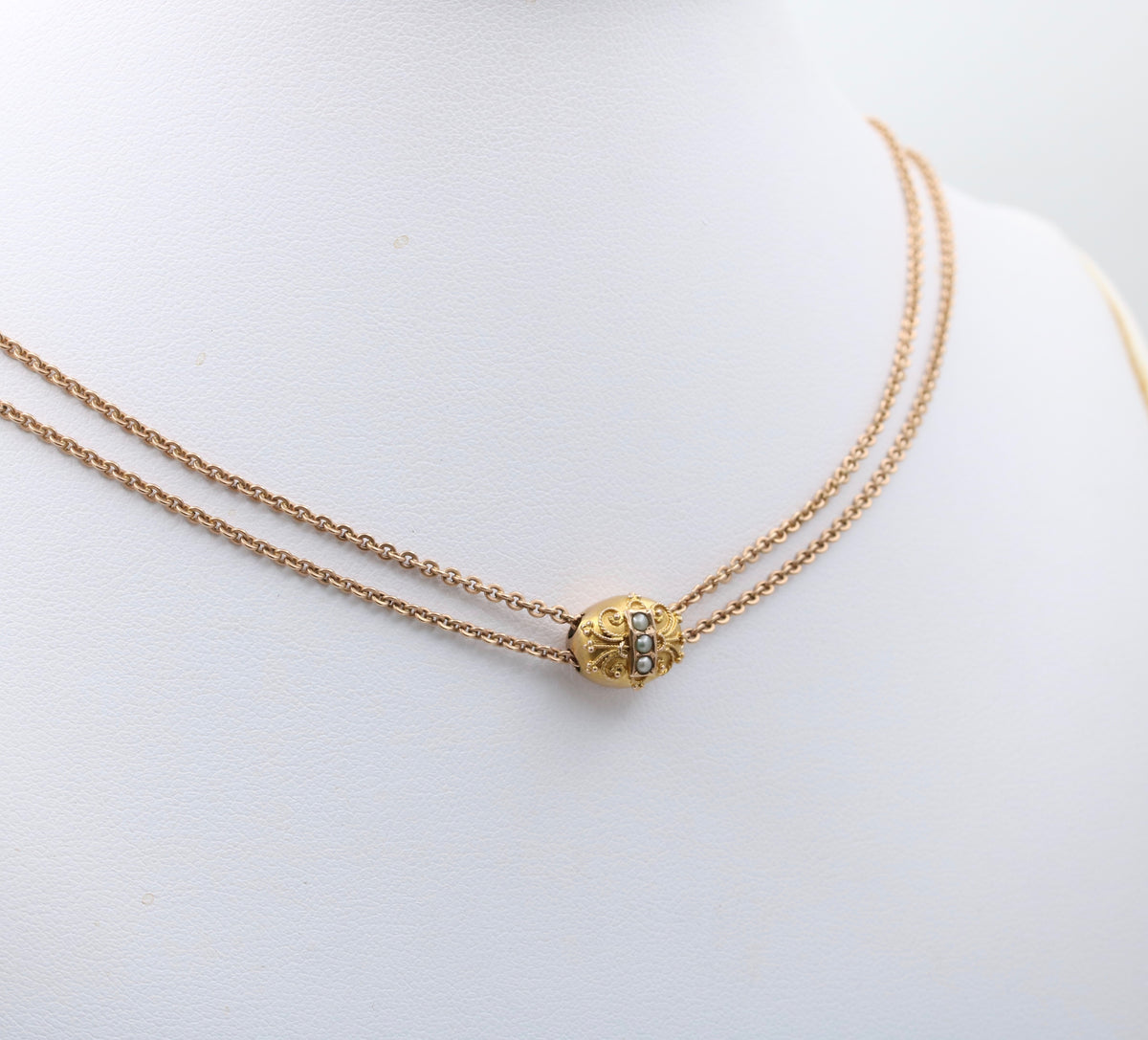 Victorian 10K Gold Slide Longuard Chain, 49 Inches