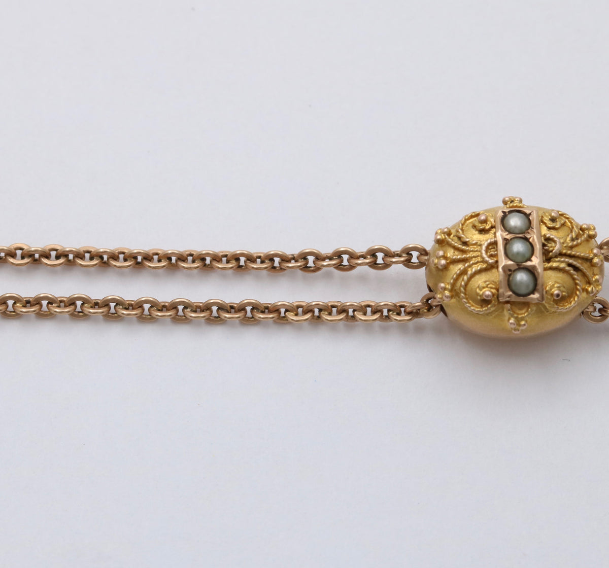 Victorian 10K Gold Slide Longuard Chain, 49 Inches