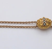 Victorian 10K Gold Slide Longuard Chain, 49 Inches