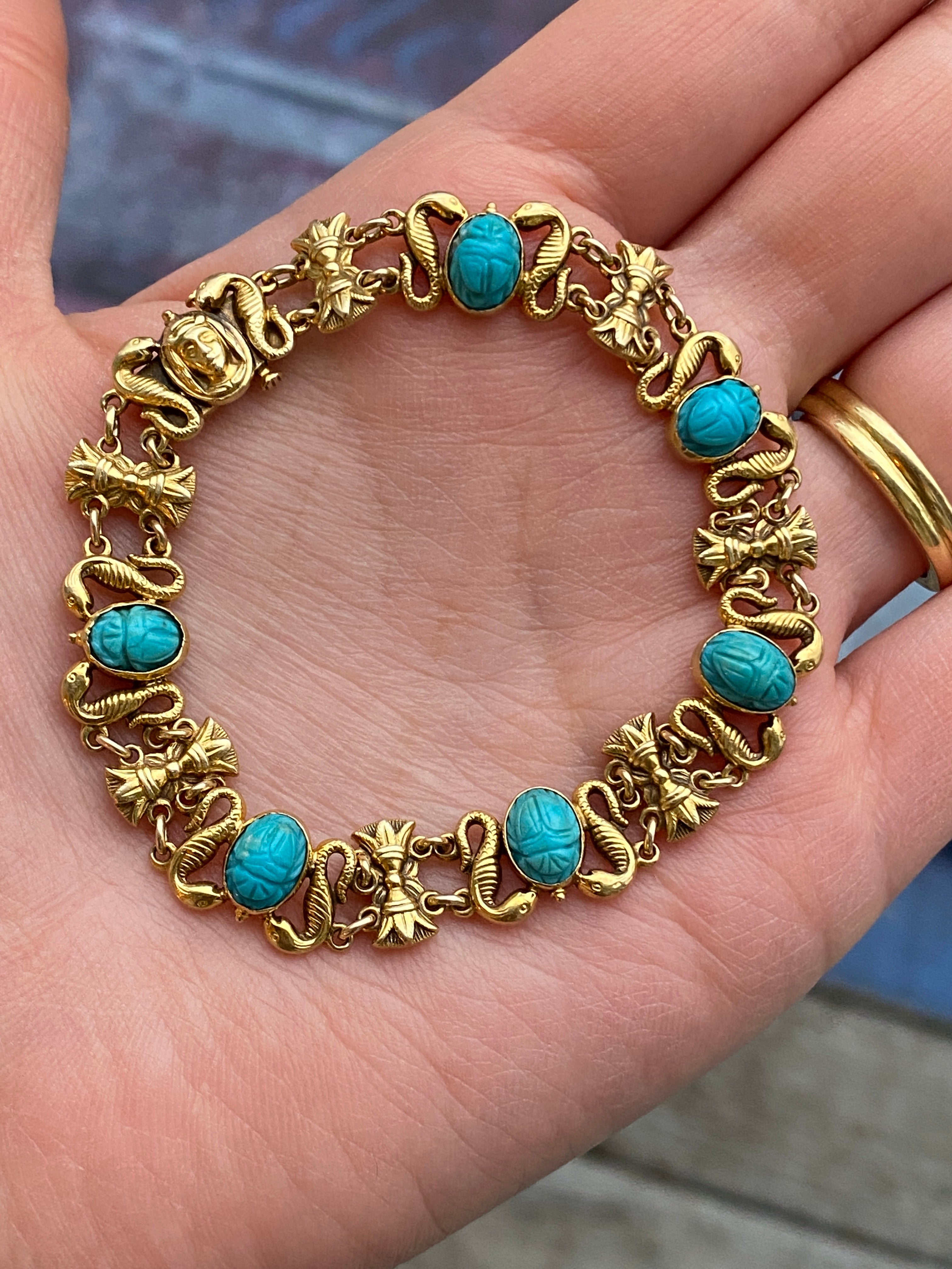 15ct Yellow Gold Turquoise Set Bracelet | Cry For The Moon