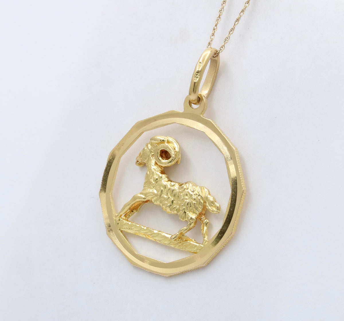 Vintage 18K Gold Aries Zodiac Charm, Ram Pendant