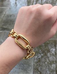 Vintage 18K Gold Twist Open Link Bracelet, 8” Long