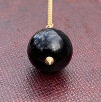 Large Victorian 14K Gold Banded Agate Ball Charm, Pendant