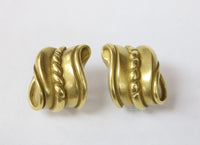 Vintage Kieselstein Cord 18K Gold Scrolled Column Clip Earrings